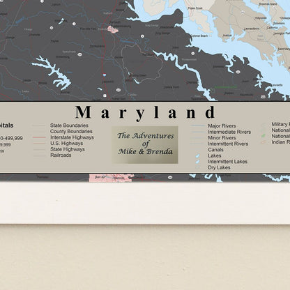 Earth Toned Maryland State Pin Map plaque location