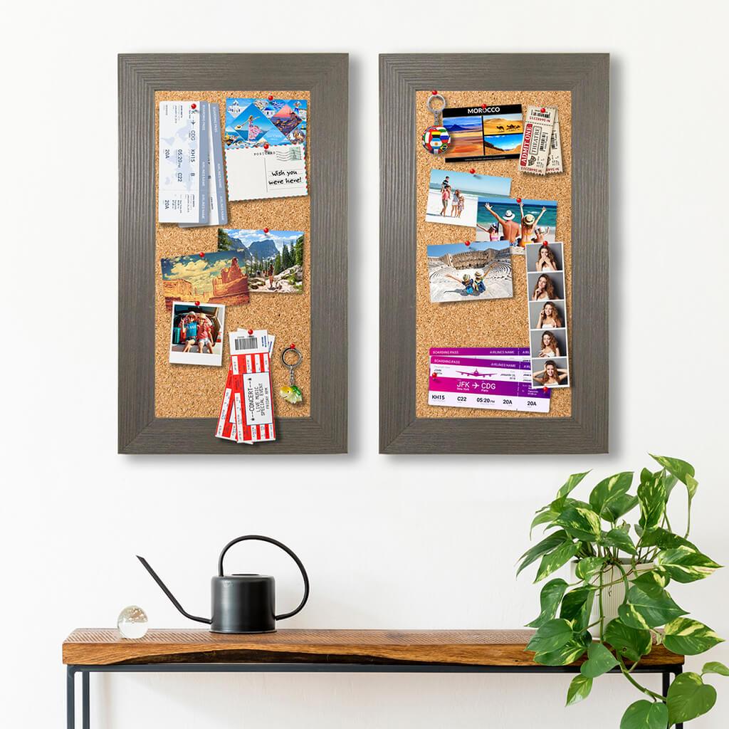 2 Pack Cork Memory Boards Barnwood Gray Frame