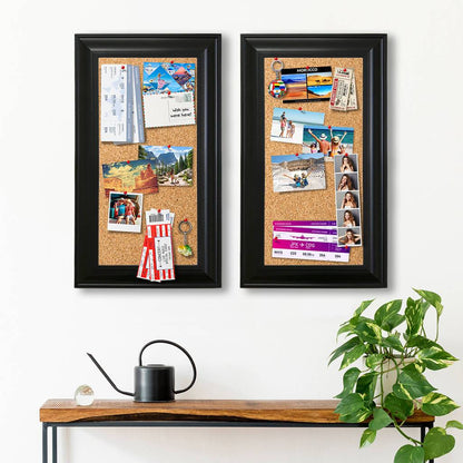 2 Pack Cork Memory Boards Black Frame