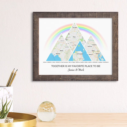 Mountain Map Art Option 3 in Madison Natural Frame