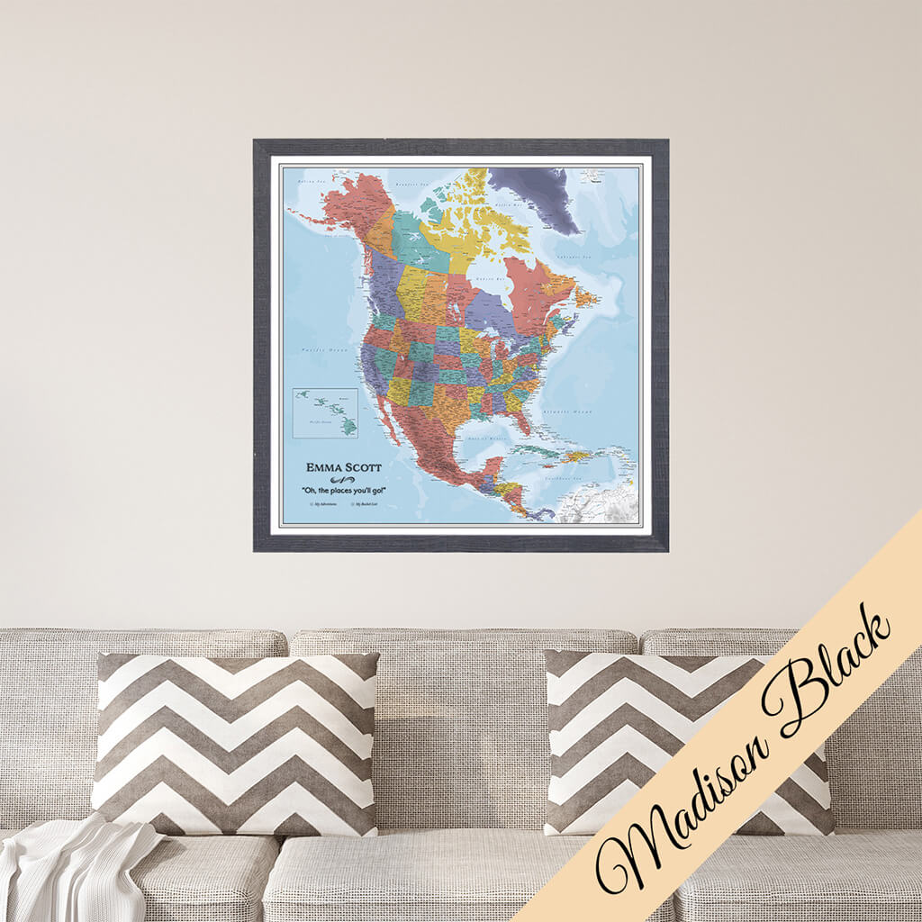 Canvas - Blue Oceans North America Travel Map with Pins