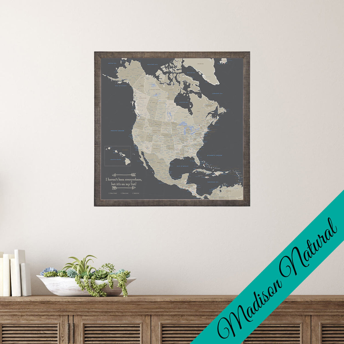 Canvas - Earth Toned North America Travel Map with Pins