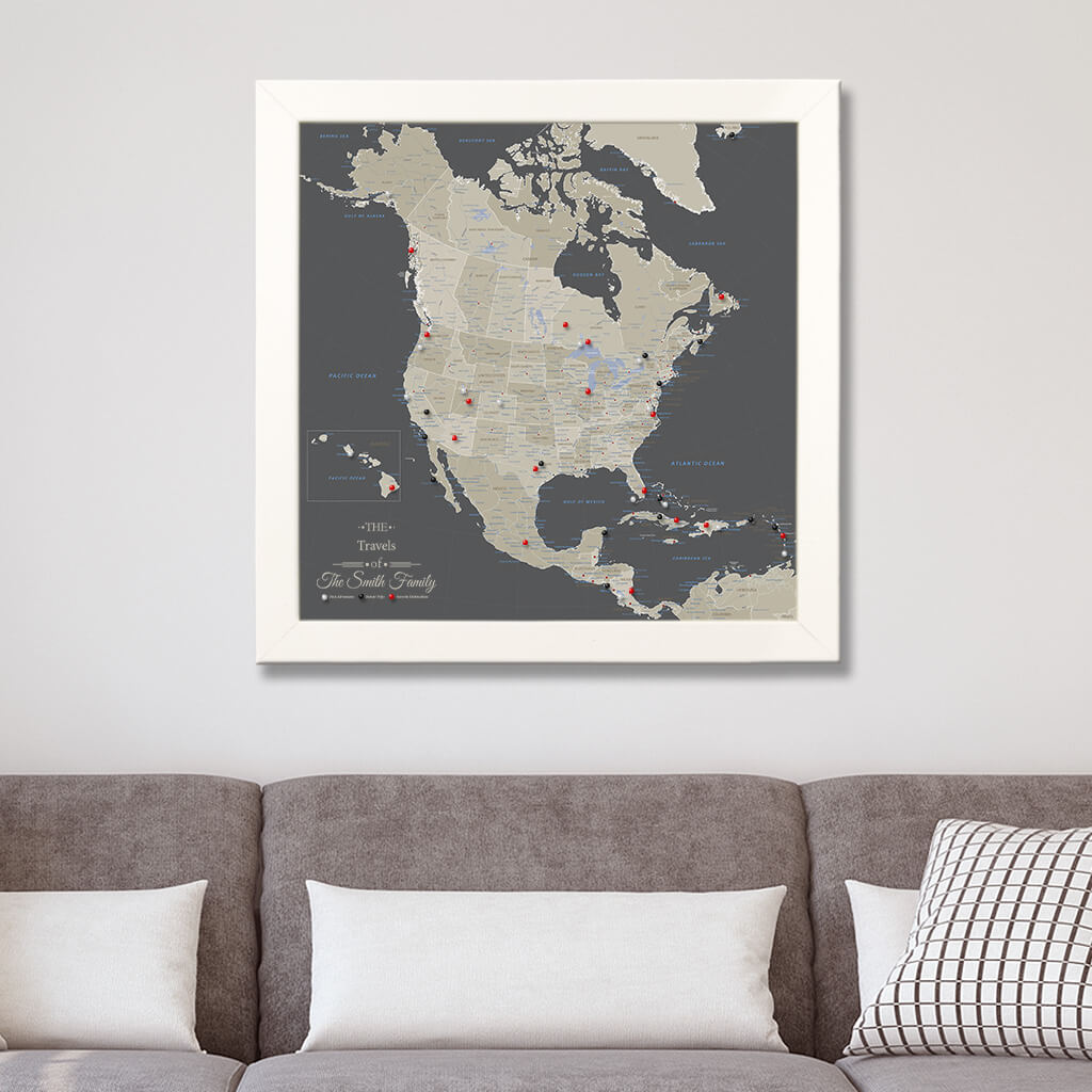 United States Earth-toned Push Pin Travel retailer Map with Pins Free Shipping