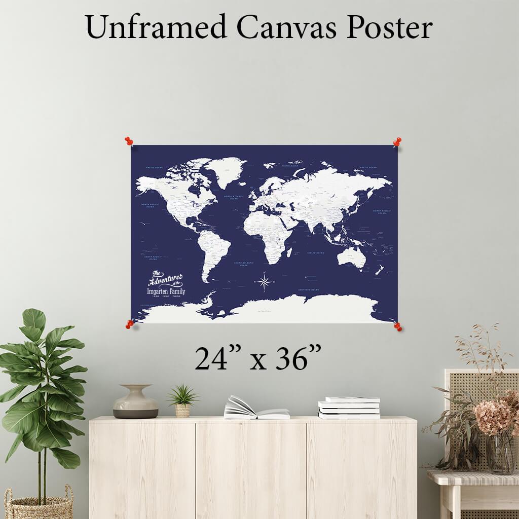 Navy Explorer World Canvas Poster 24 x 36