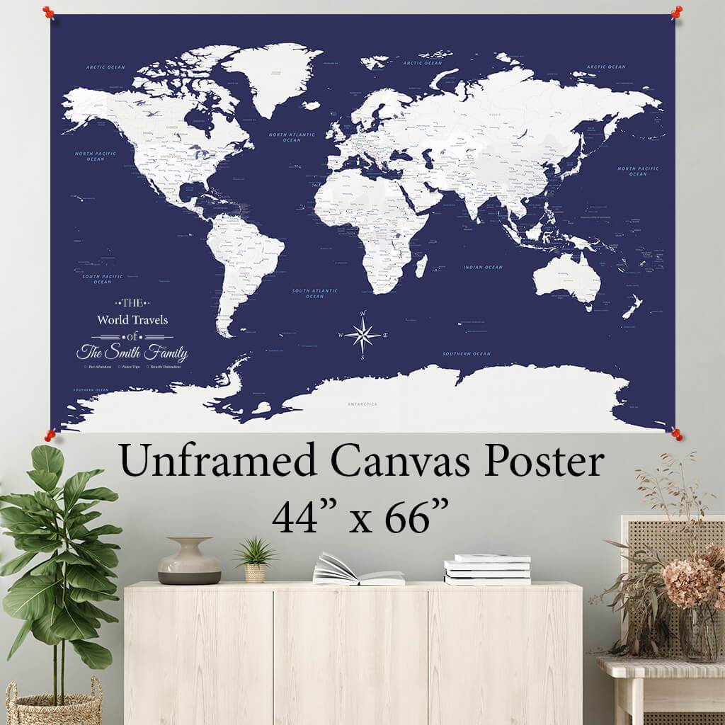 Navy Explorer World Canvas Poster 44 x 66