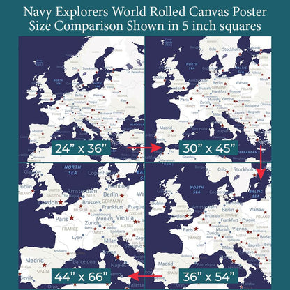 Font Size Comparison of Europe on 4 Poster Sizes