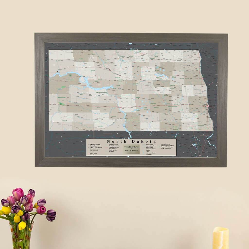 Earth Toned North Dakota Pin Travel Map Main Picture