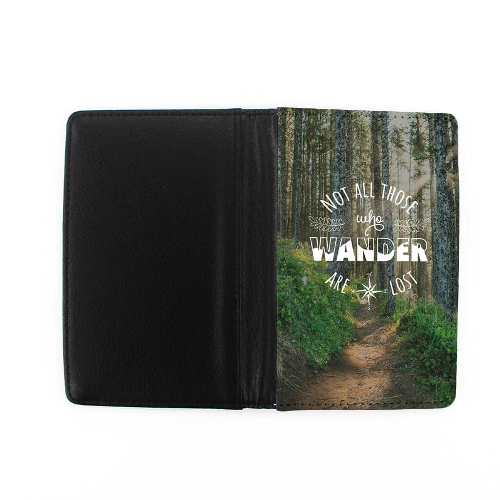 Hiking Trail Not all who wander are lost passport holder