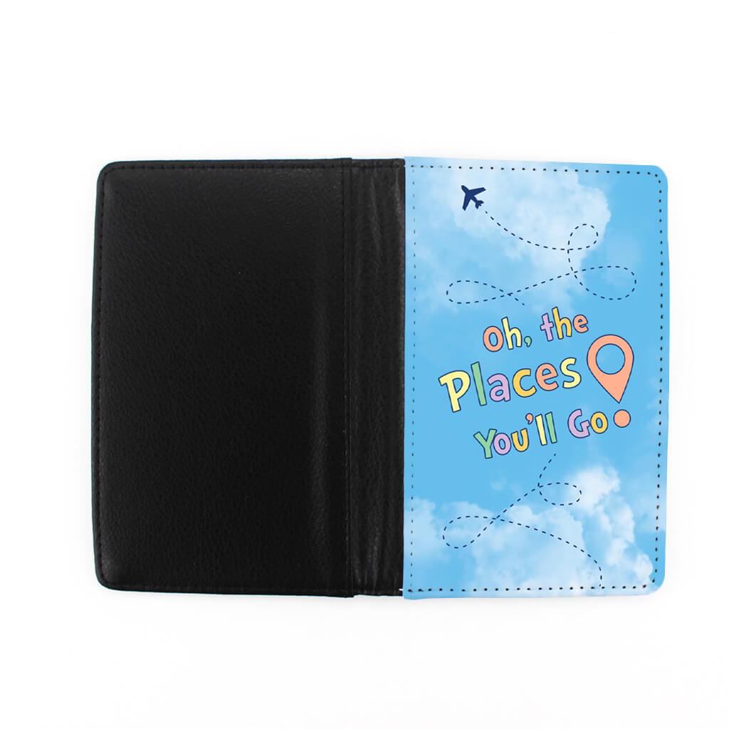 Front and back of &quot;Oh the places you&#39;ll go&quot; passport holder