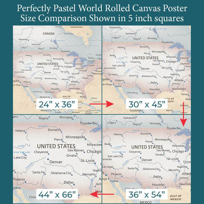 Font Size Comparison of USA on 4 Poster Sizes