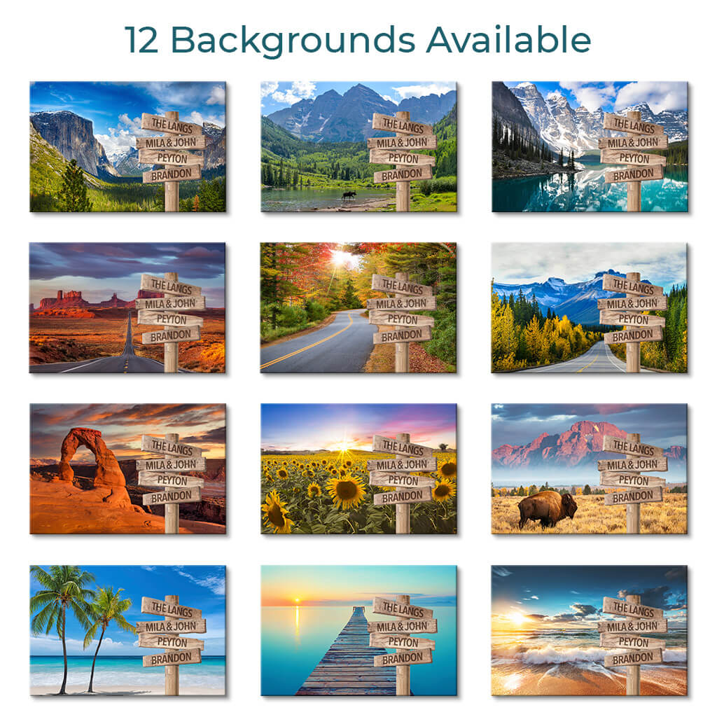 12 Photo Backgrounds Available - Full Color
