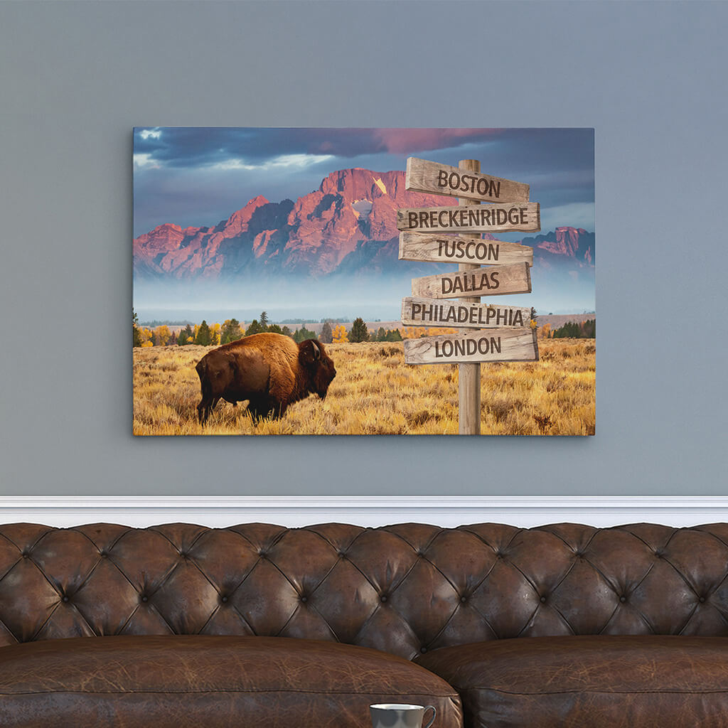 Bison Sign Art - 24x36 - color 