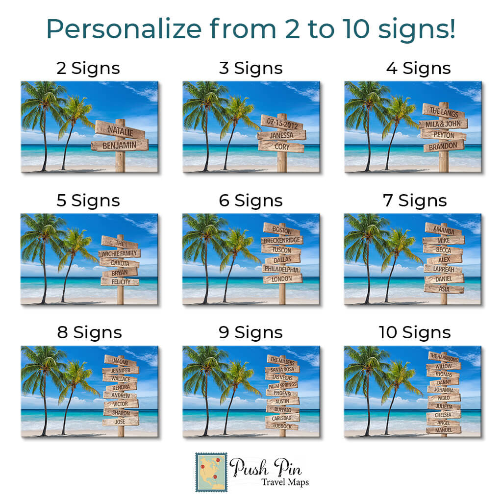 Ocean Palm Trees Sign Art - 2-10 signs