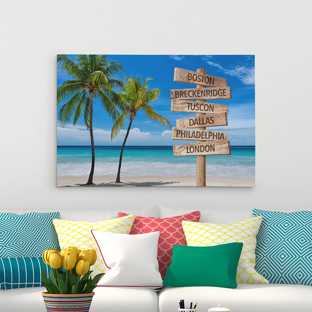 Ocean Palm Trees Sign Art - 24x36 - color