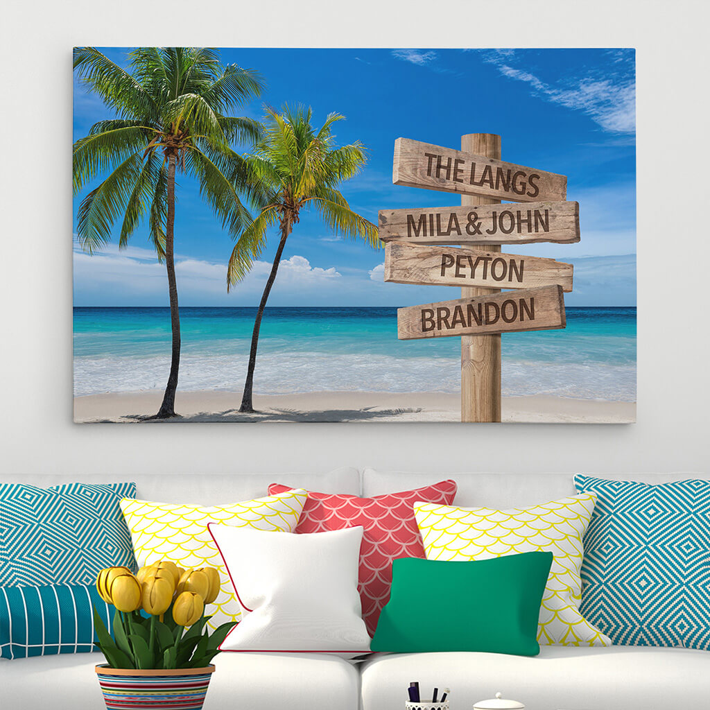 Personalized Blanket Tropical Beach Palm Trees With Name, Custom Family Street Sign, Family Name Blanket outlet Sign Multi Name Fleece Blanket Gift