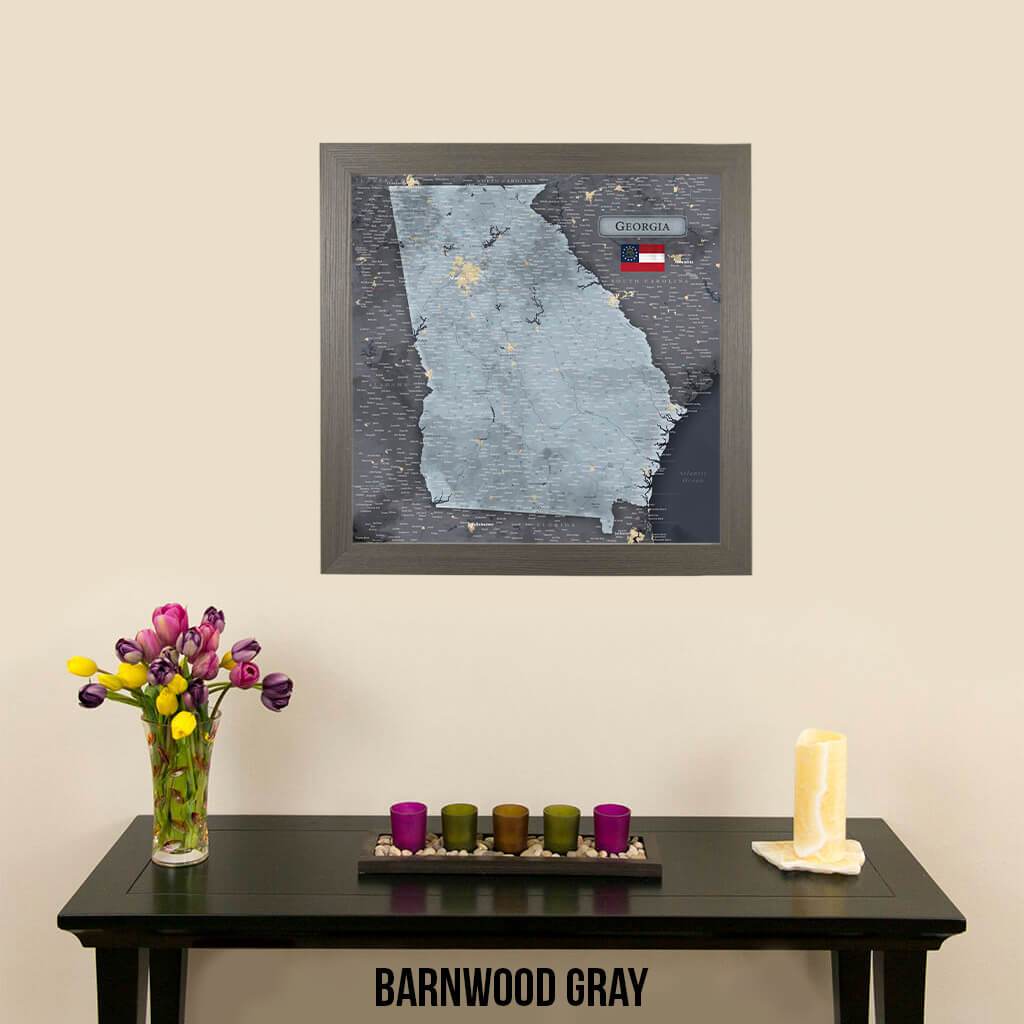 Push Pin Travel Maps Georgia Slate Map with Pins Barnwood Gray Frame