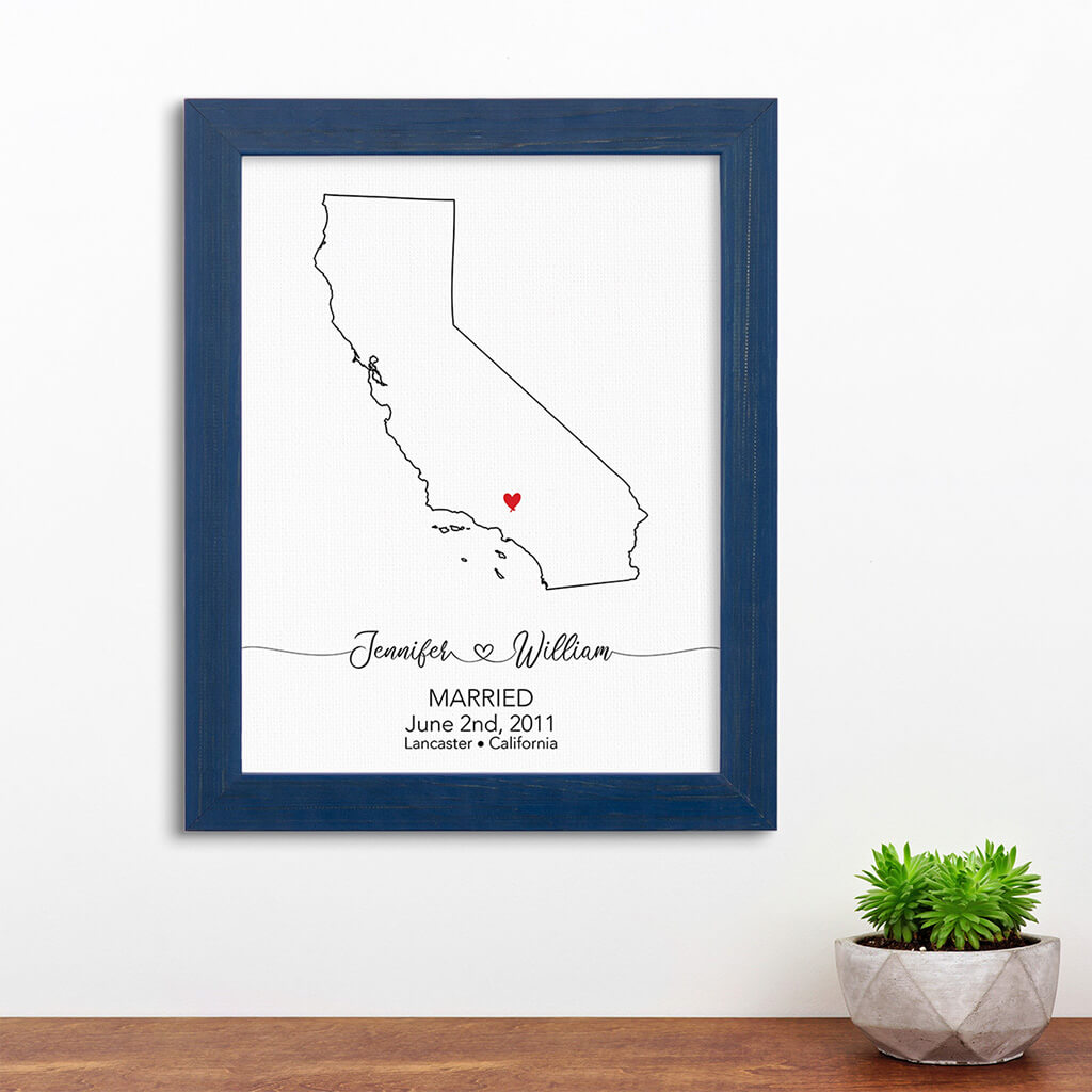 Los Angeles Watercolor Guest book Wedding California State Map . Printed buying Sign-able Canvas Framed . Choose Custom State Font & Color