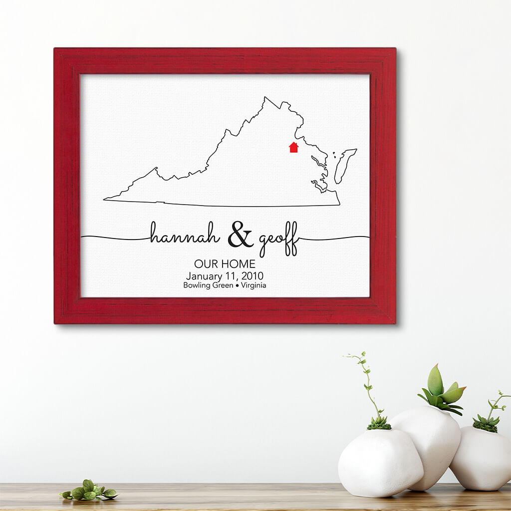State Map Art - Carnival Red  Frame