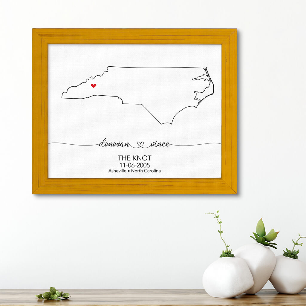 State Map Art - Carnival Yellow Frame