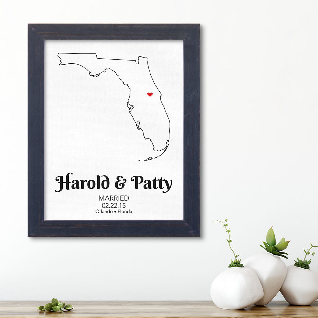Florida State Map Art - Carnival Espresso Frame
