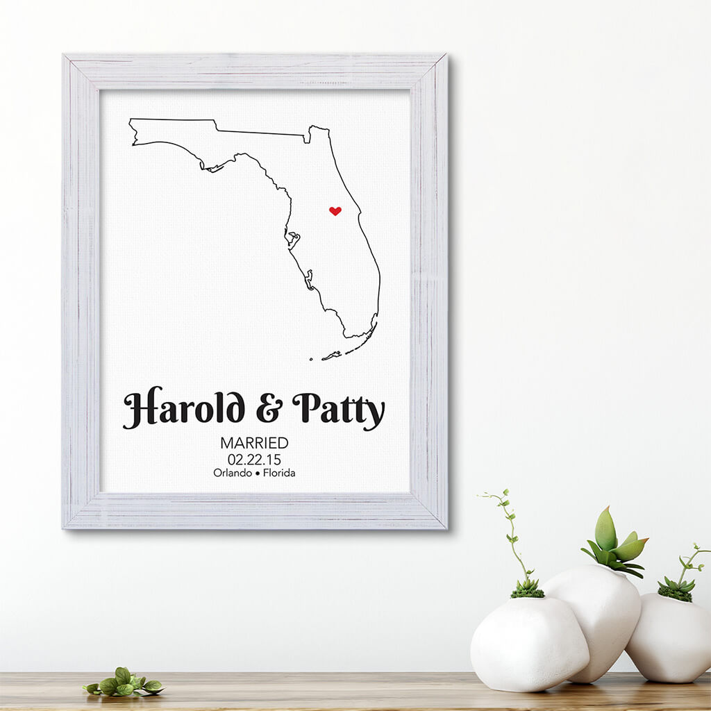 Florida State Map Art - Carnival White Frame
