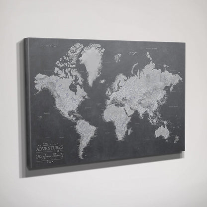 Gallery Wrapped Style Stormy Dreams World Map Side View