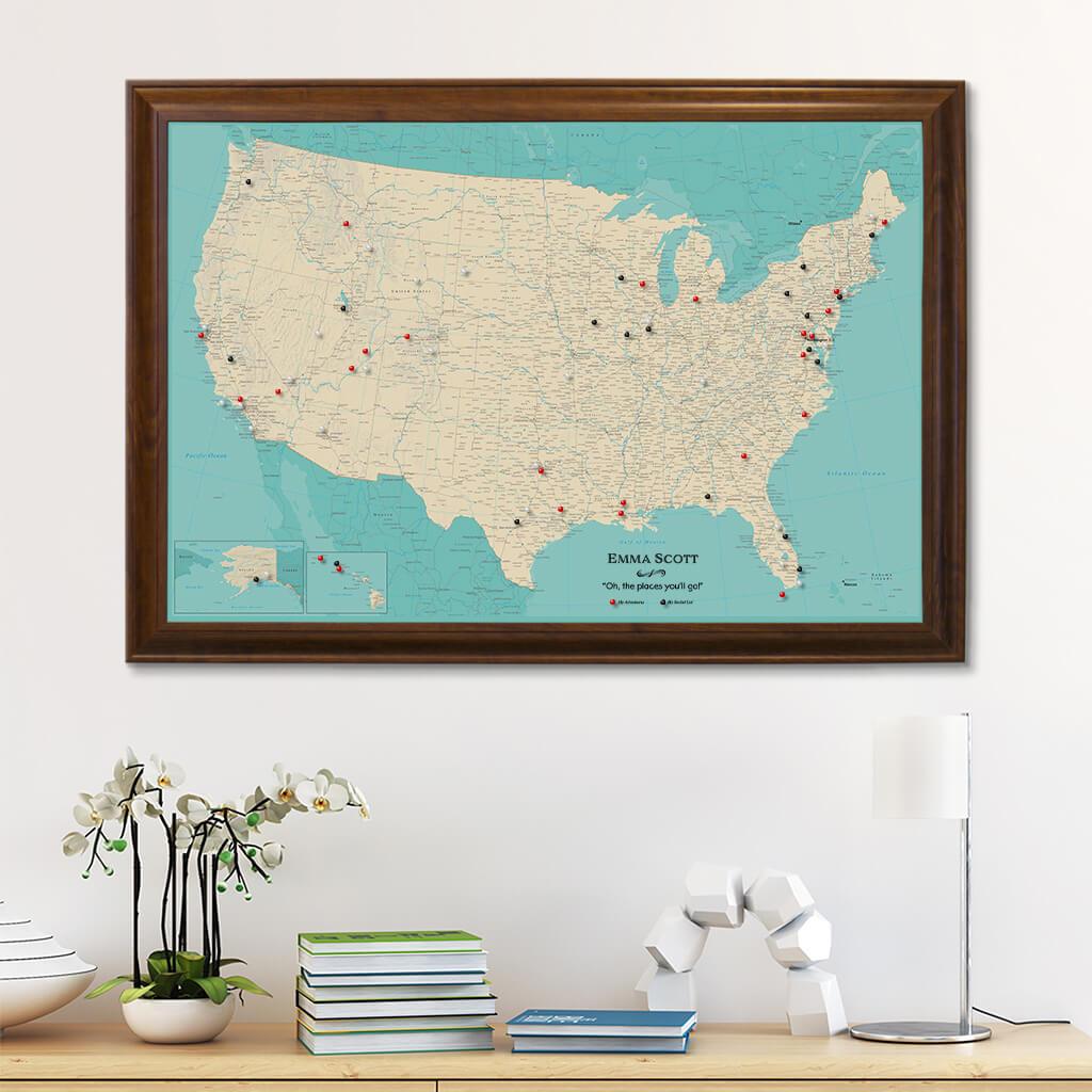 Travel map Poster with pins - Word order travel map pinboard - Personalized world map | Pin Adventure map