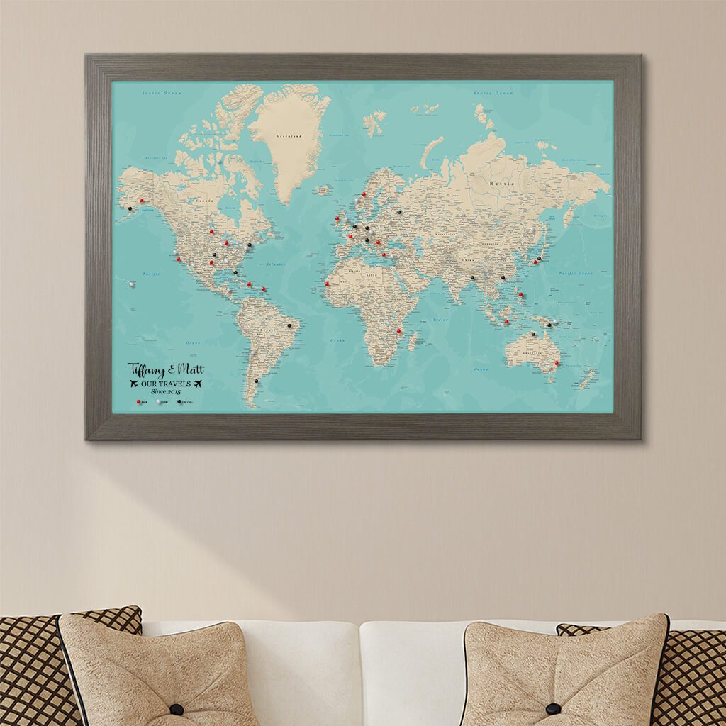 Personalized World Travel Map, Personalized Push Pin Map, store Detailed World Map, Travel Map, Document Your Travels Map, Canvas Map