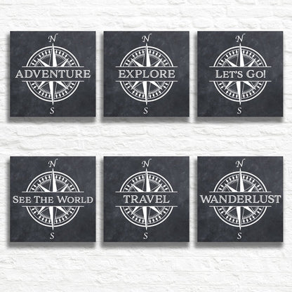 Travel Phrases - Compass Wall Art - 6 Travel Words Available