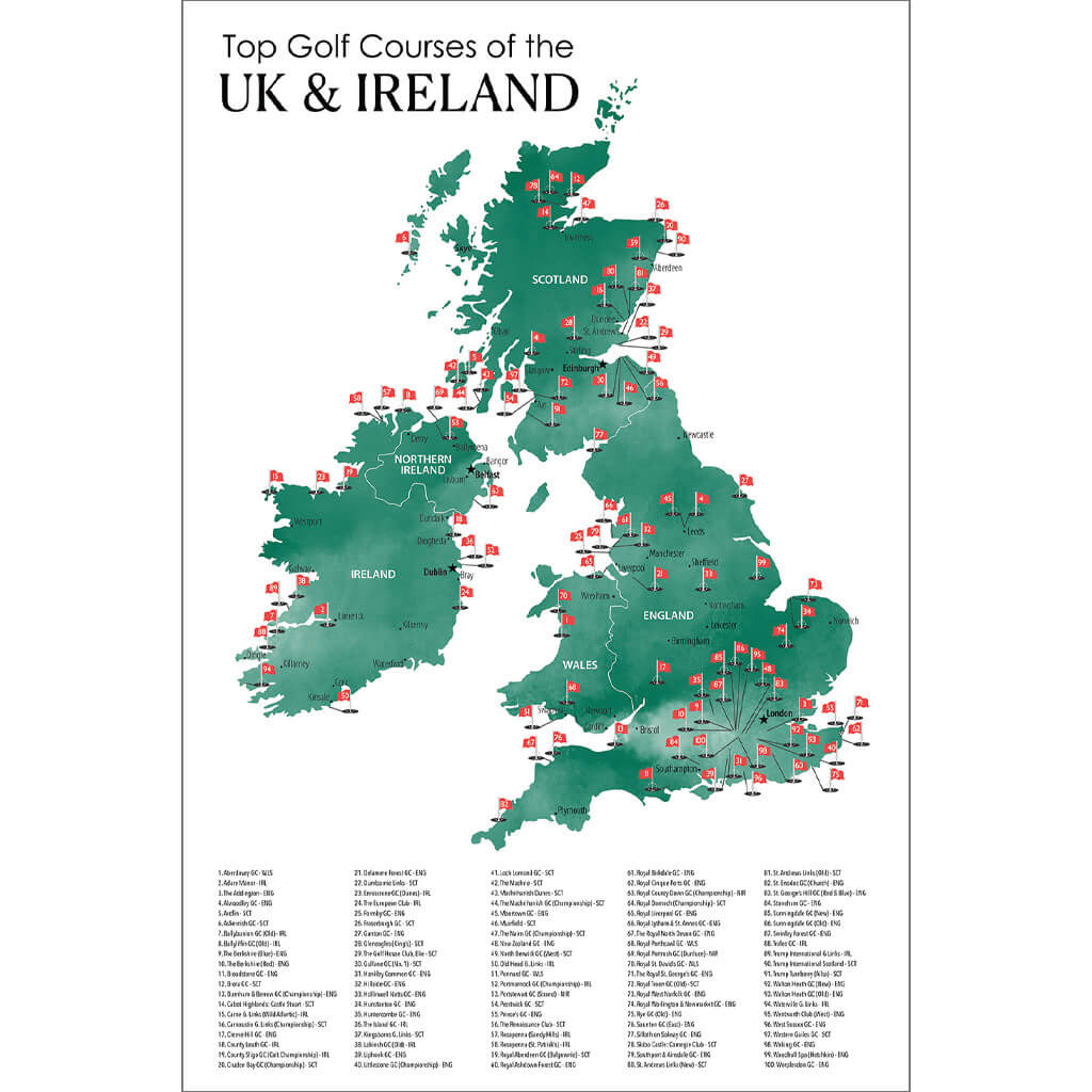Full Map Preview of Golf Courses in Ireland and The UK