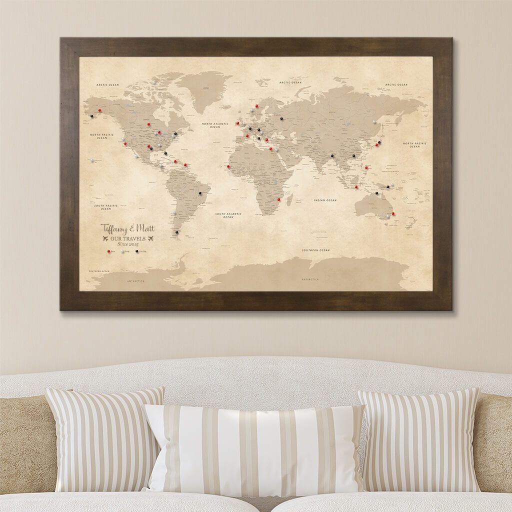 Classic World Map Wall Art Old Vintage Map Multi Panel Print 2024 Wall Decor