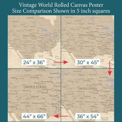 Font Size Comparison of US on 4 Poster Sizes