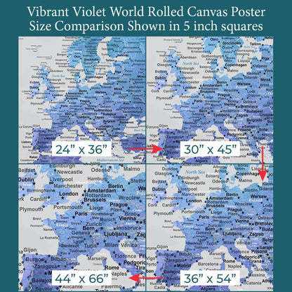 Font Size Comparison of Europe on 4 Poster Sizes