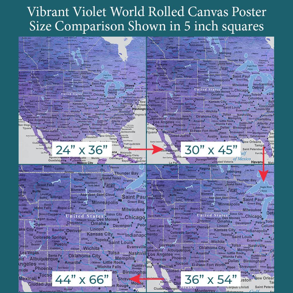 Font Size Comparison of US on 4 Poster Sizes