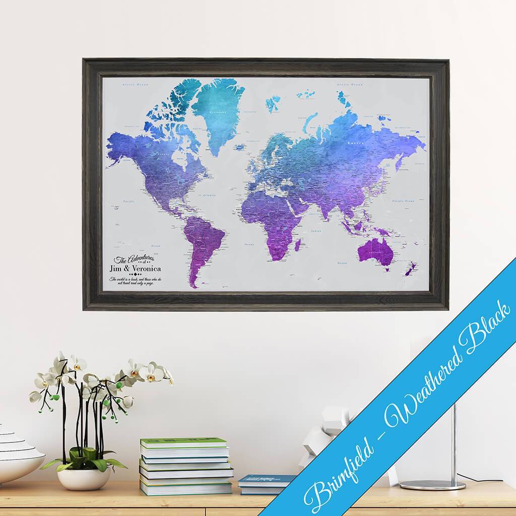 Canvas Vibrant Violet Watercolor World Premium Brimfield Black Frame